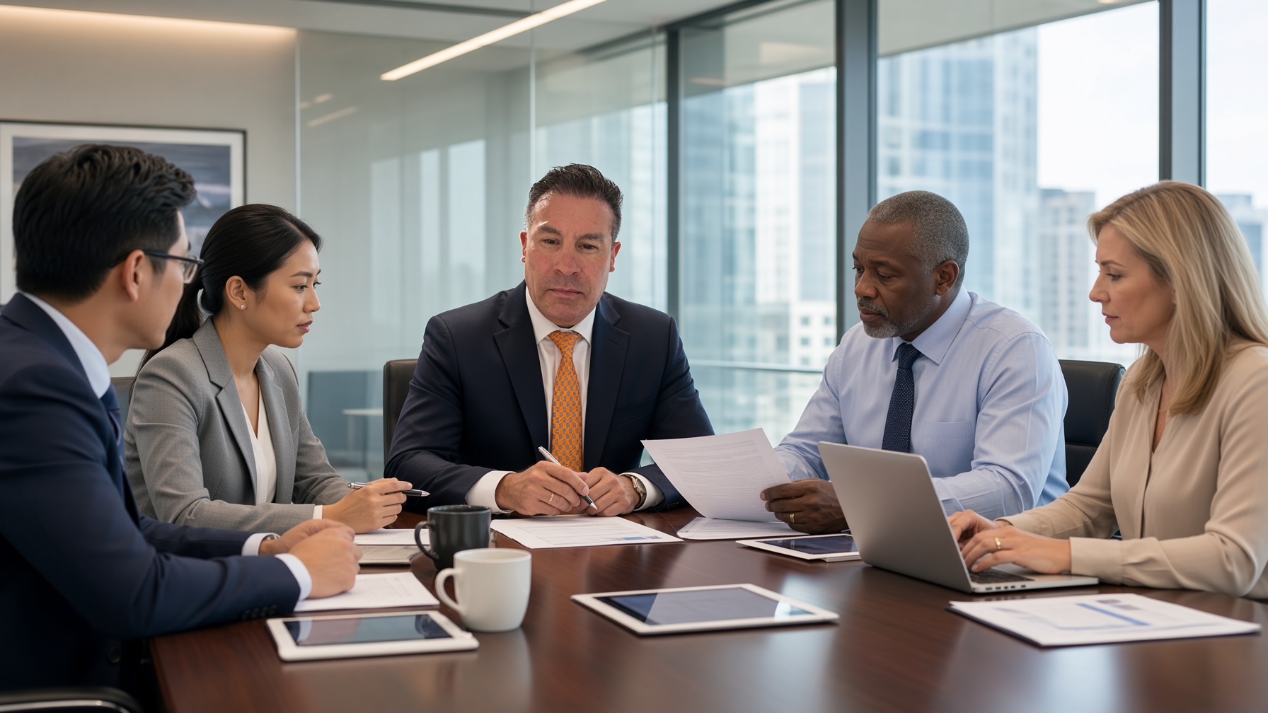 Conference table meeting